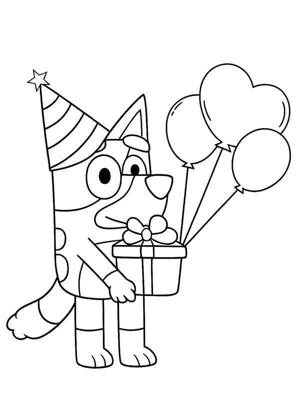 Bluey con un regalo disegno da colorare