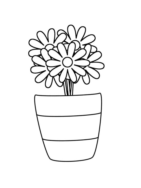 Bouquet di margherite in un vaso disegno da colorare