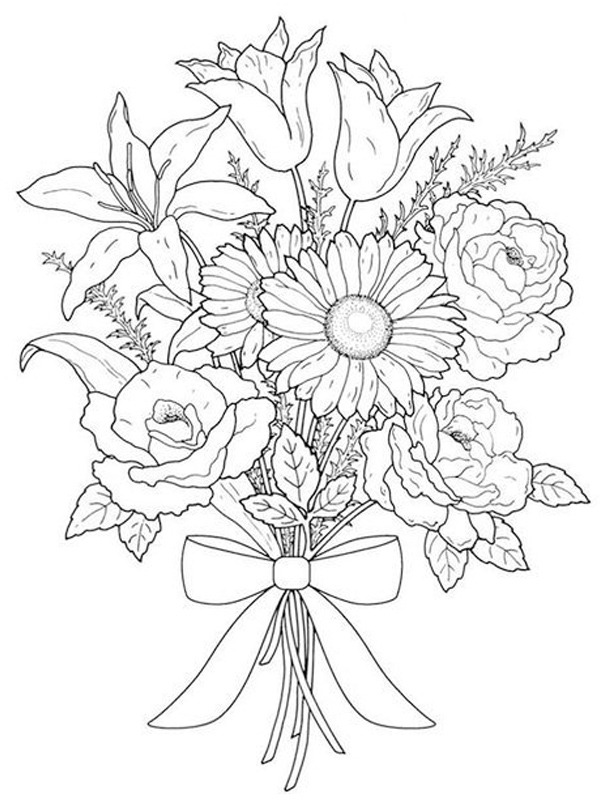 Bouquet di fiori disegno da colorare