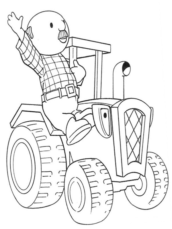 Farmer Pickles sul trattore disegno da colorare