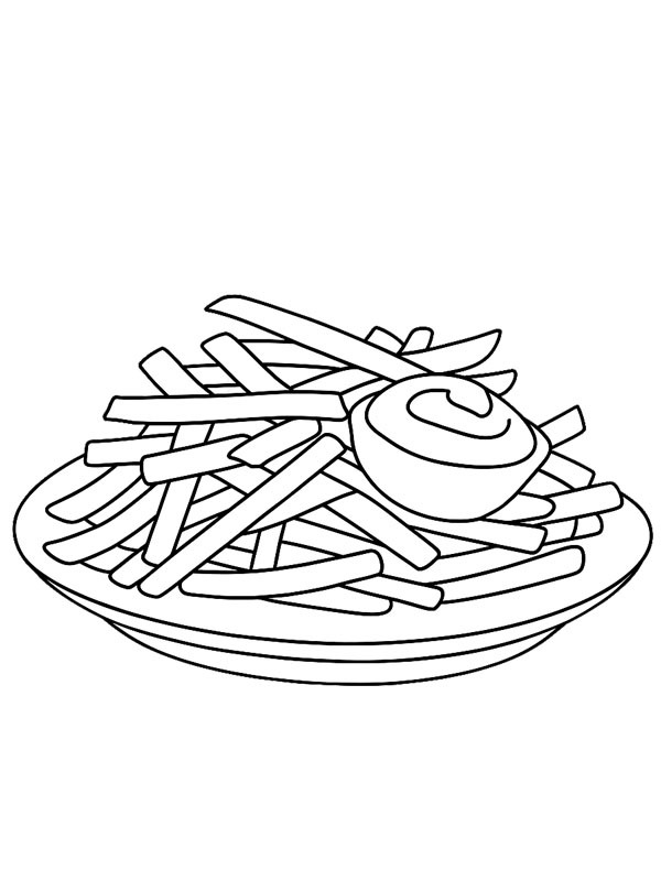 Piatto di patatine fritte disegno da colorare Piatto di patatine fritte disegno da colorare
