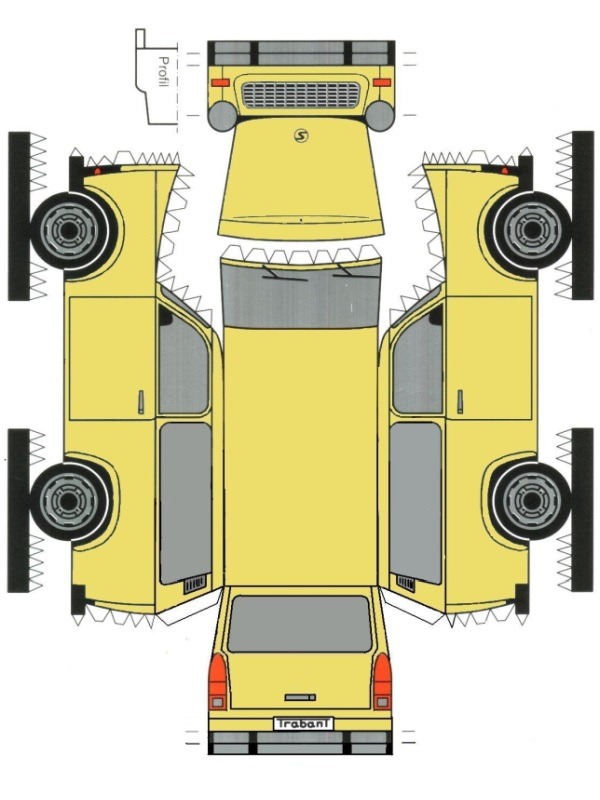 Modello da costruzione: Trabant 601 disegno da colorare Modello da costruzione: Trabant 601 disegno da colorare