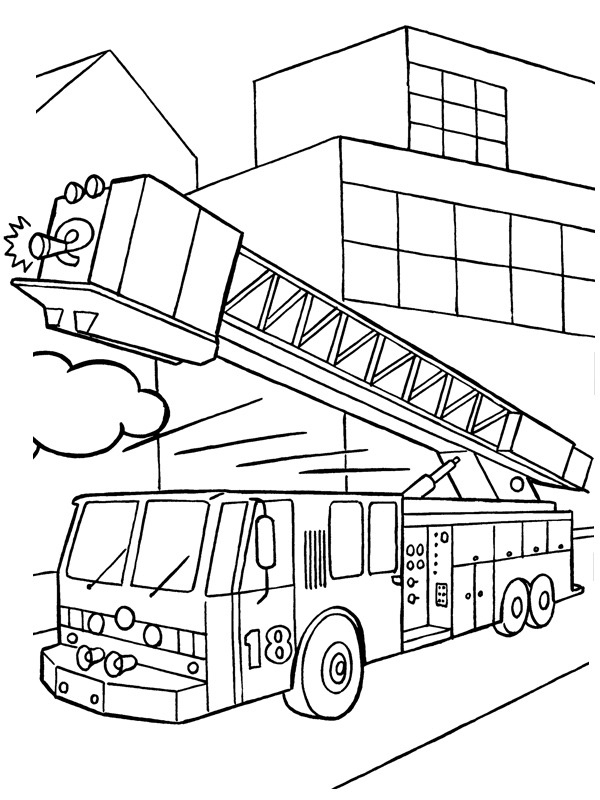 Autoscala dei pompieri disegno da colorare