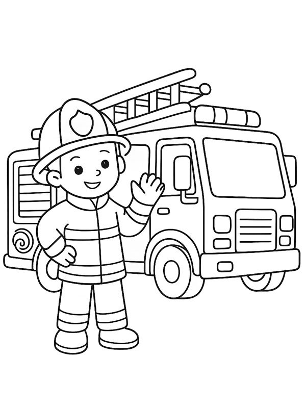 Pompiere e autopompa disegno da colorare Pompiere e autopompa disegno da colorare