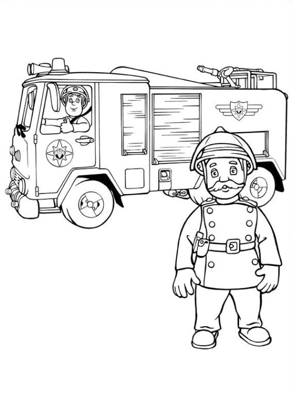 Sam il pompiere e il comandante Norris Staal disegno da colorare