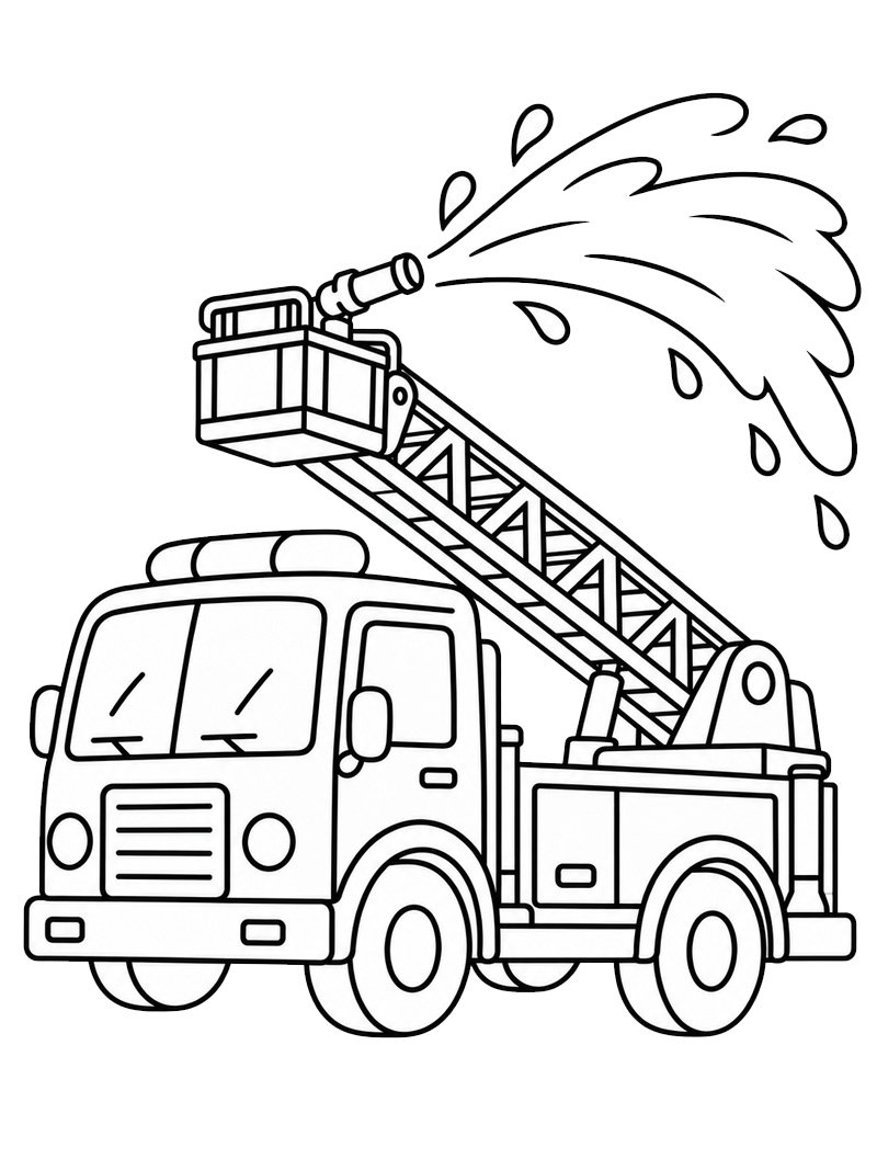 Camion dei pompieri spruzza acqua disegno da colorare Camion dei pompieri spruzza acqua disegno da colorare