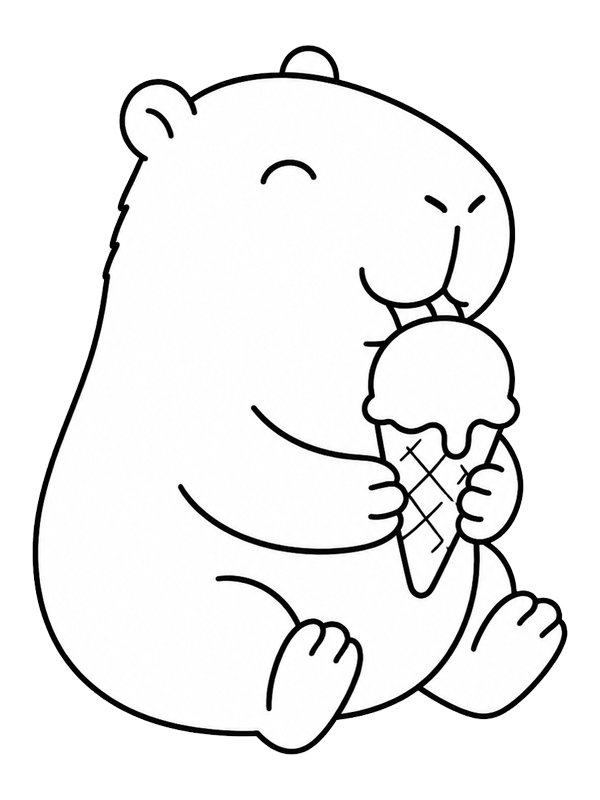 Capibara mangia un gelato disegno da colorare