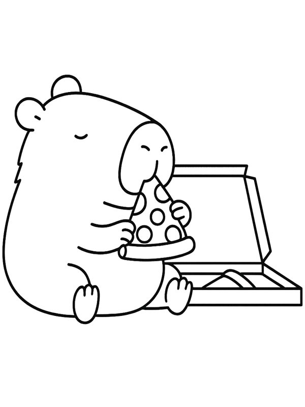 Capibara mangia la pizza disegno da colorare Capibara mangia la pizza disegno da colorare