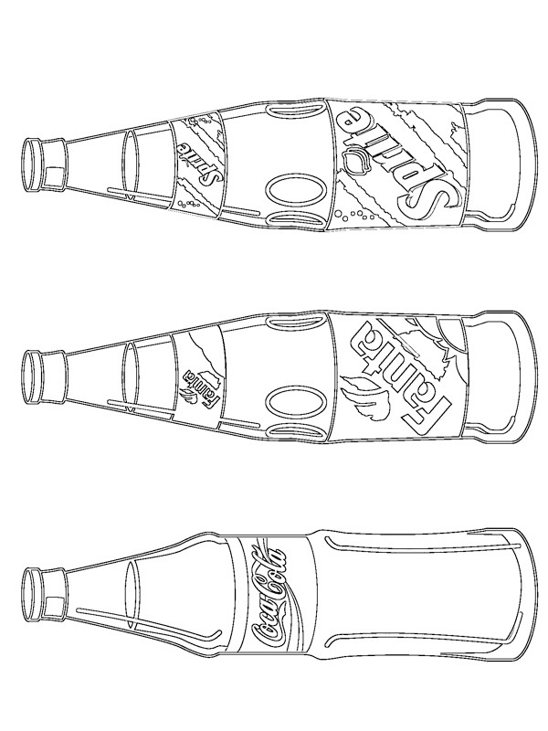 Bottiglie di Coca Cola, Fanta e Sprite disegno da colorare