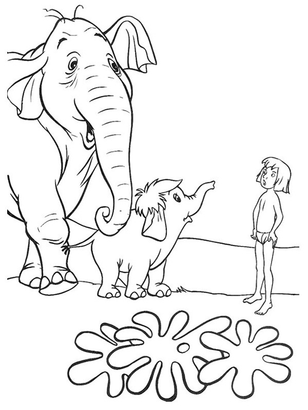 colonnello Hathi e Mowgli disegno da colorare