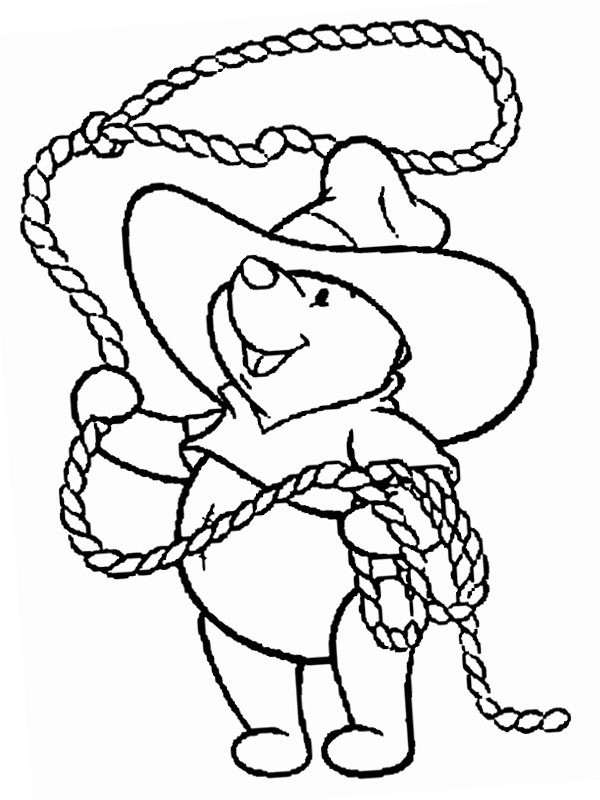 Cowboy Winnie de Pooh disegno da colorare