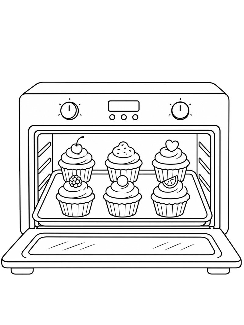 Cupcake in forno disegno da colorare Cupcake in forno disegno da colorare