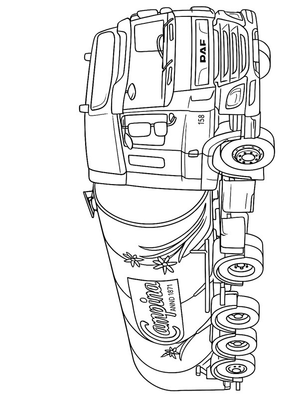 DAF Camion per il trasporto del latte disegno da colorare DAF Camion per il trasporto del latte disegno da colorare
