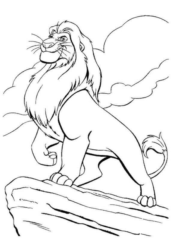 Il re leone sulla roccia disegno da colorare Il re leone sulla roccia disegno da colorare