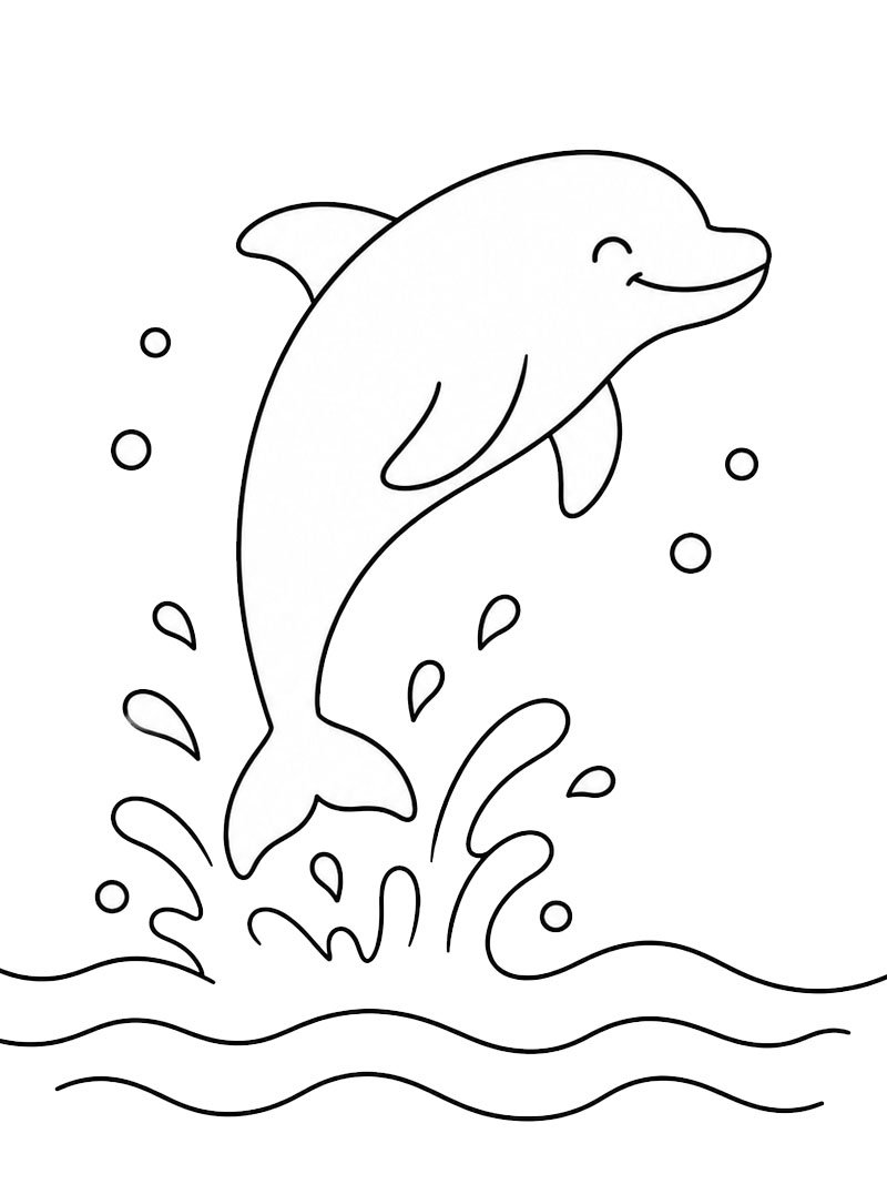 Delfino che salta fuori dall'acqua disegno da colorare Delfino che salta fuori dall'acqua disegno da colorare