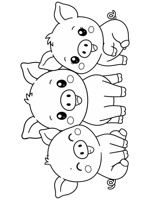 Tre simpatici maialini disegno da colorare