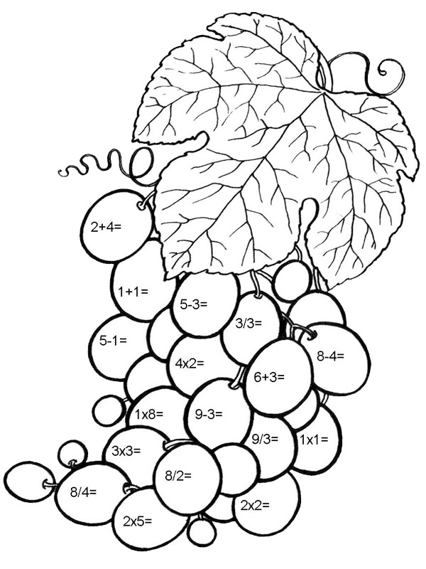 Matematica con l'uva disegno da colorare
