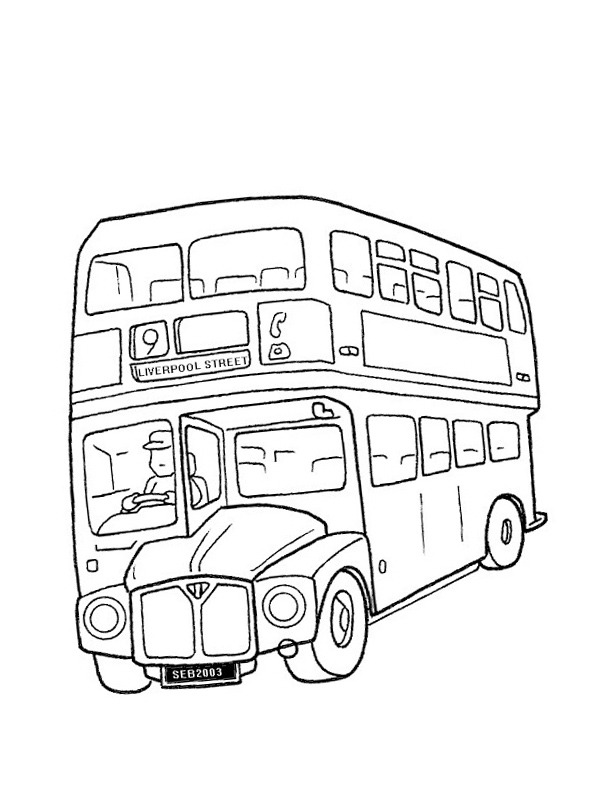 Autobus a due piani disegno da colorare