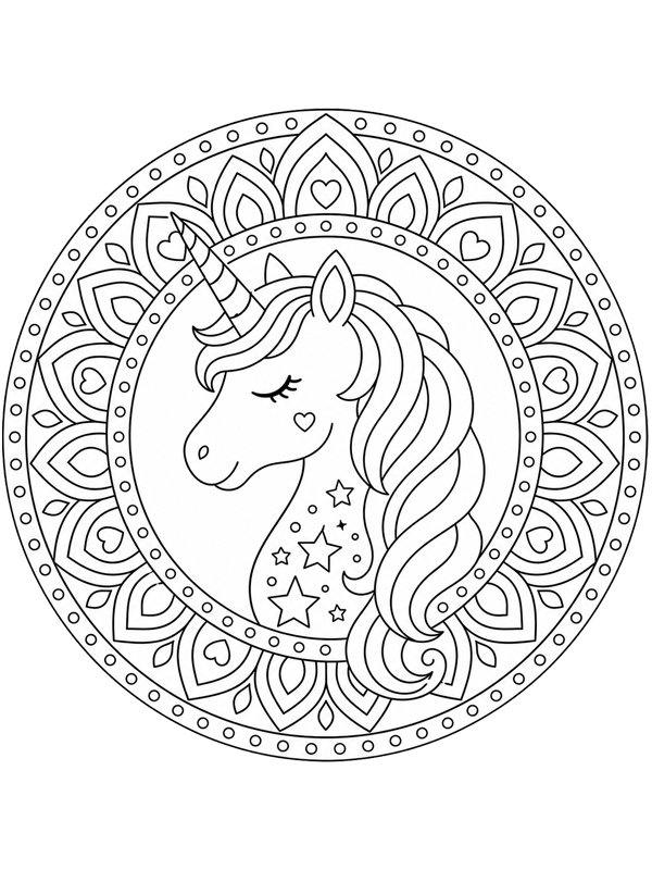 Mandala unicorno disegno da colorare
