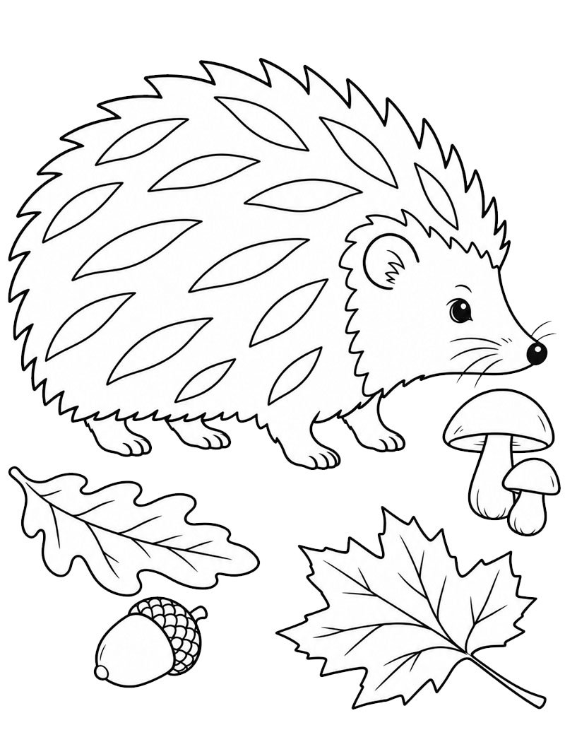 Riccio in autunno disegno da colorare Riccio in autunno disegno da colorare