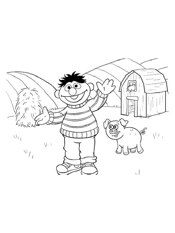 Ernie nella fattoria disegno da colorare