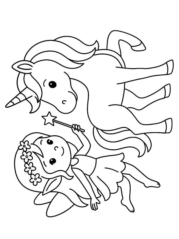 Fata e unicorno disegno da colorare Fata e unicorno disegno da colorare