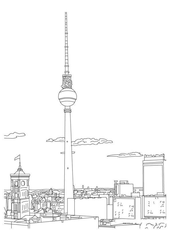 Torre della televisione di Berlino disegno da colorare