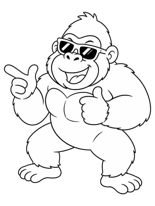 Gorilla con occhiali da sole disegno da colorare
