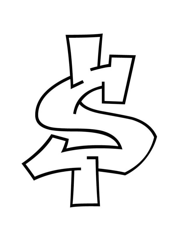 Graffiti simbolo del dollaro disegno da colorare