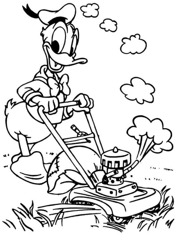 Paperino taglia l'erba disegno da colorare Paperino taglia l'erba disegno da colorare