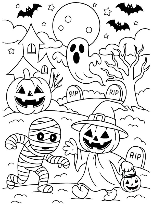 Halloween spaventoso disegno da colorare Halloween spaventoso disegno da colorare