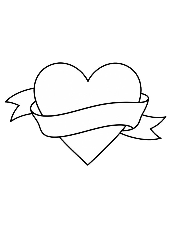 Cuore con nastro disegno da colorare