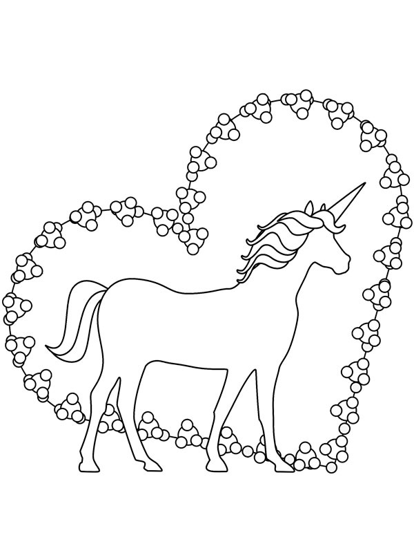 Cuore unicorno disegno da colorare