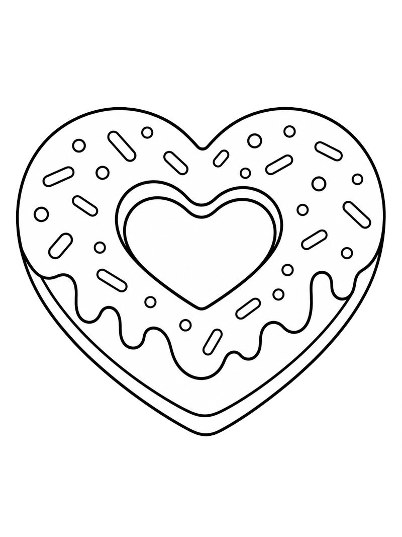 Ciambella a forma di cuore disegno da colorare Ciambella a forma di cuore disegno da colorare