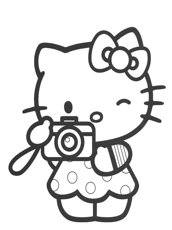 Hello Kitty fa una foto disegno da colorare