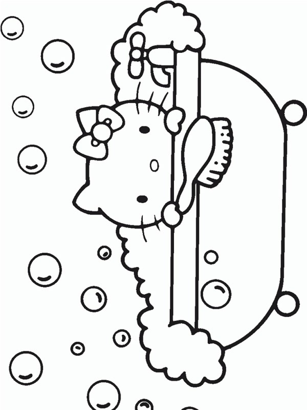 Hello Kitty nella vasca disegno da colorare