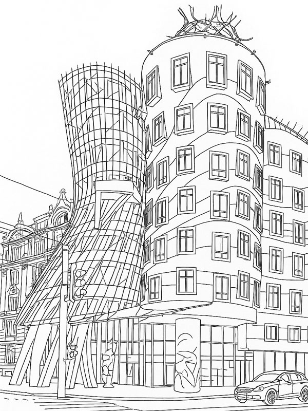 La Casa Danzante a Praga disegno da colorare La Casa Danzante a Praga disegno da colorare