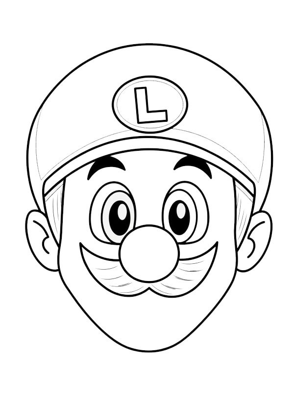 Testa di Luigi disegno da colorare Testa di Luigi disegno da colorare
