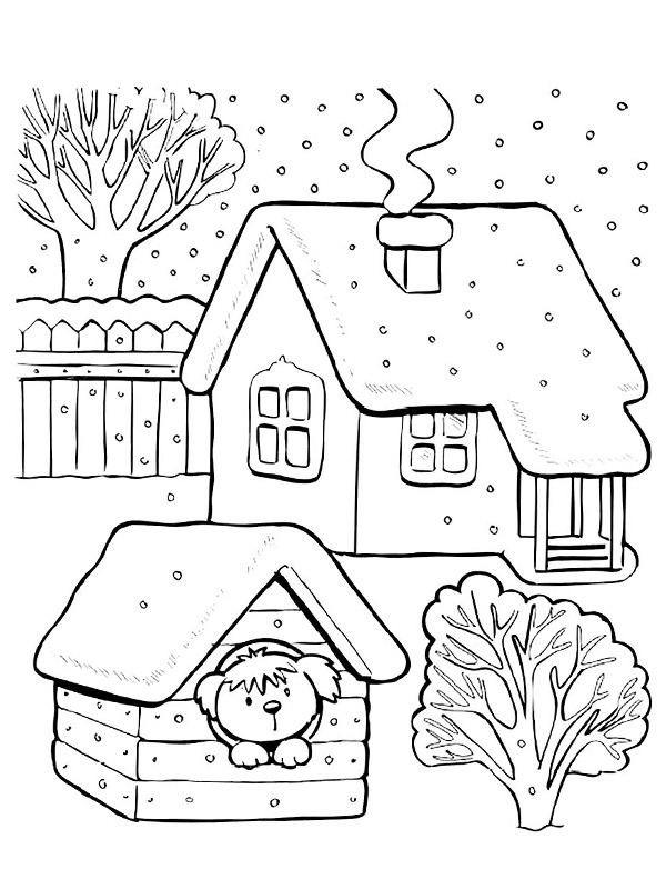 Casa e casa del cane disegno da colorare