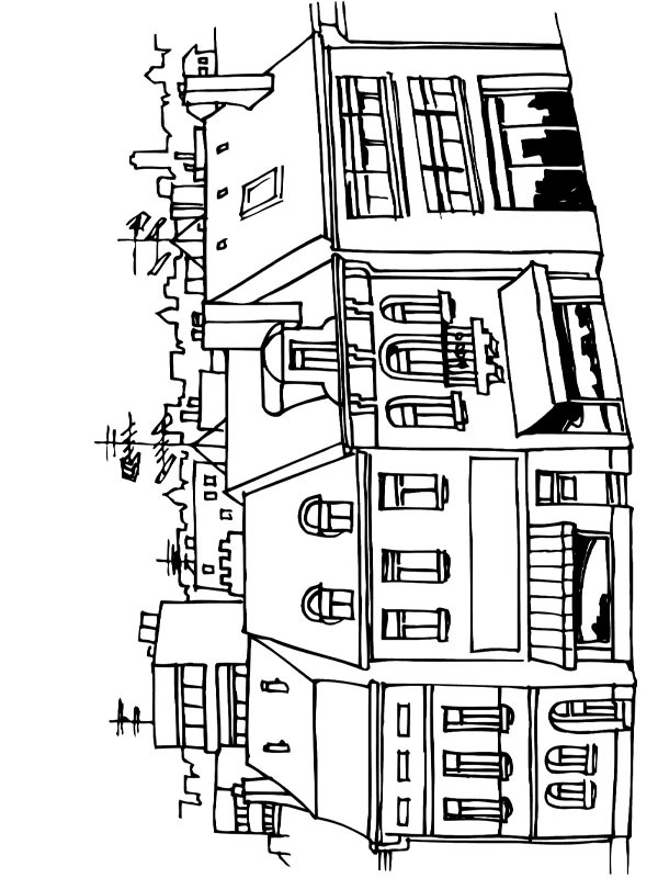 Case nel centro città disegno da colorare