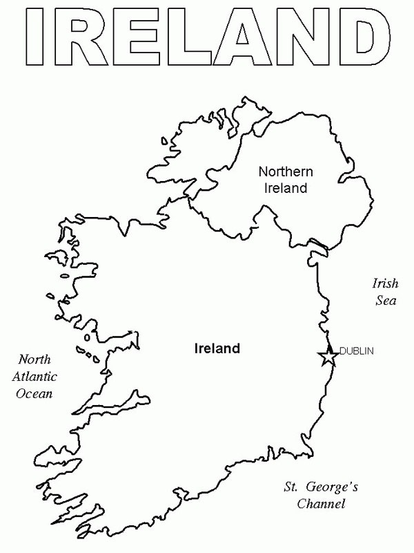 Mappa dell'Irlanda disegno da colorare