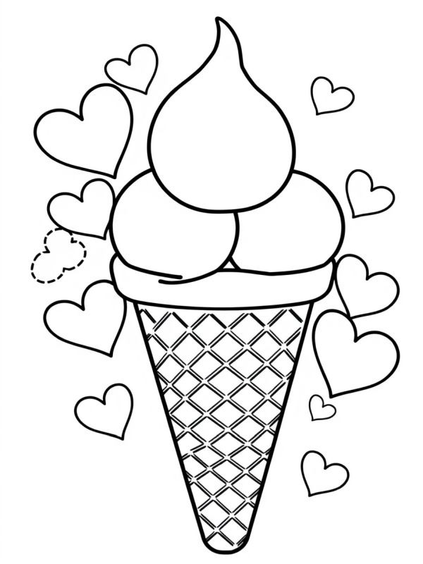 Gelato con cuori disegno da colorare Gelato con cuori disegno da colorare