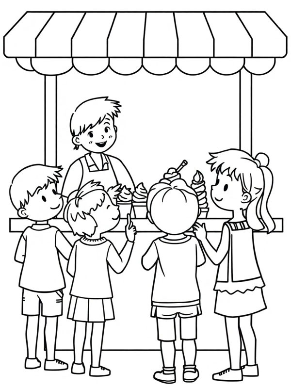Gelateria con bambini disegno da colorare Gelateria con bambini disegno da colorare