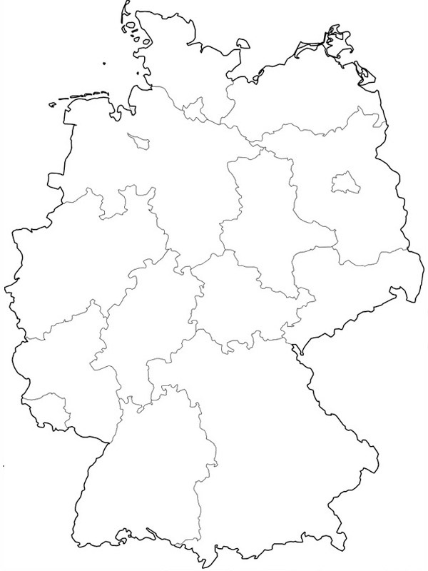 Mappa della Germania disegno da colorare