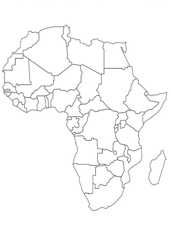 Mappa dell'Africa disegno da colorare