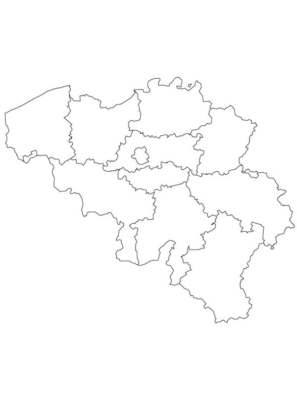 Mappa del Belgio disegno da colorare