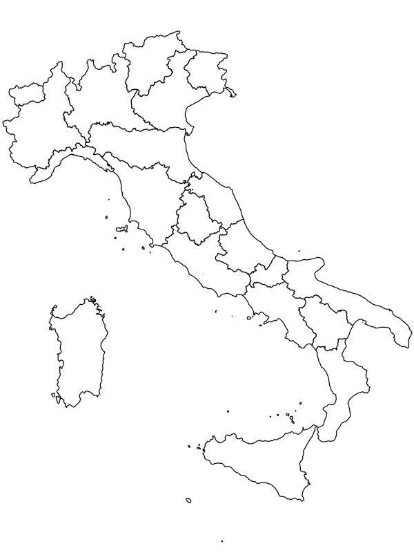 Mappa dell'Italia disegno da colorare