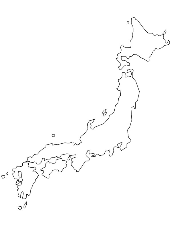 Mappa del Giappone disegno da colorare