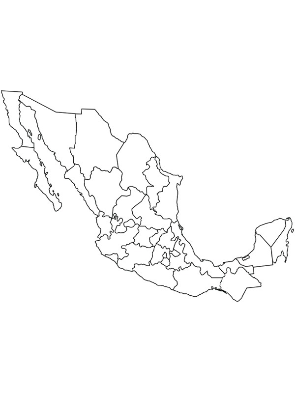 Mappa del Messico disegno da colorare
