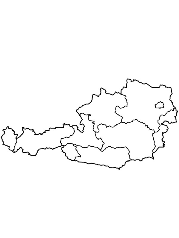 Mappa dell'Austria disegno da colorare